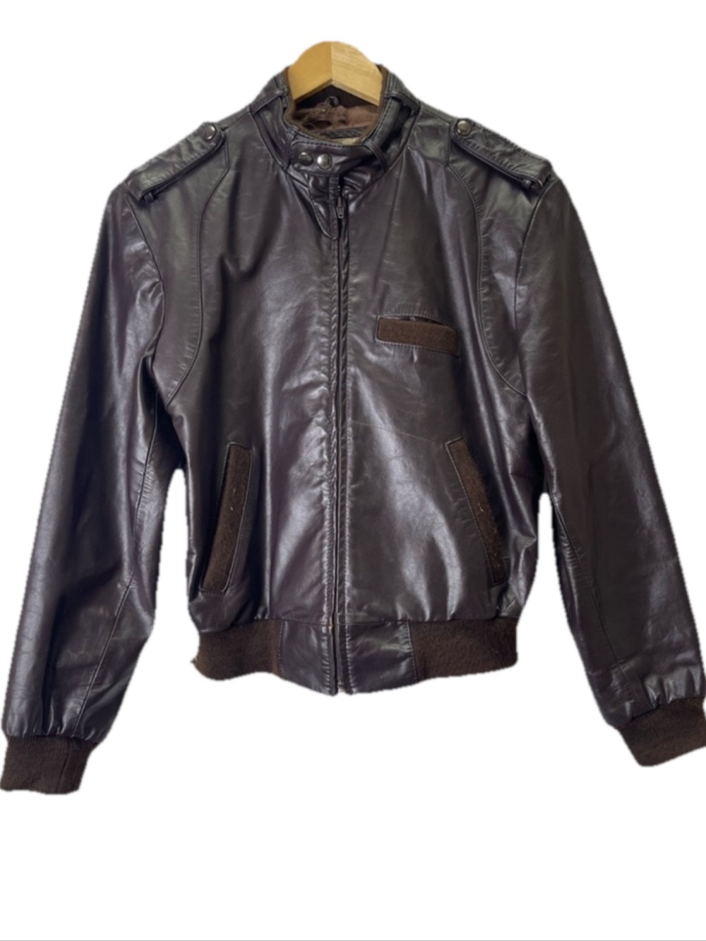 VTG Excalibur Men’s Black Leather Cafe Racer Motorcycle Biker Jacket Sz 38 EUC